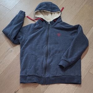 Ariat REAL Sweatshirt Women's sz M Blue Sherpa Lined Full Zip Hooded Sweatshirt